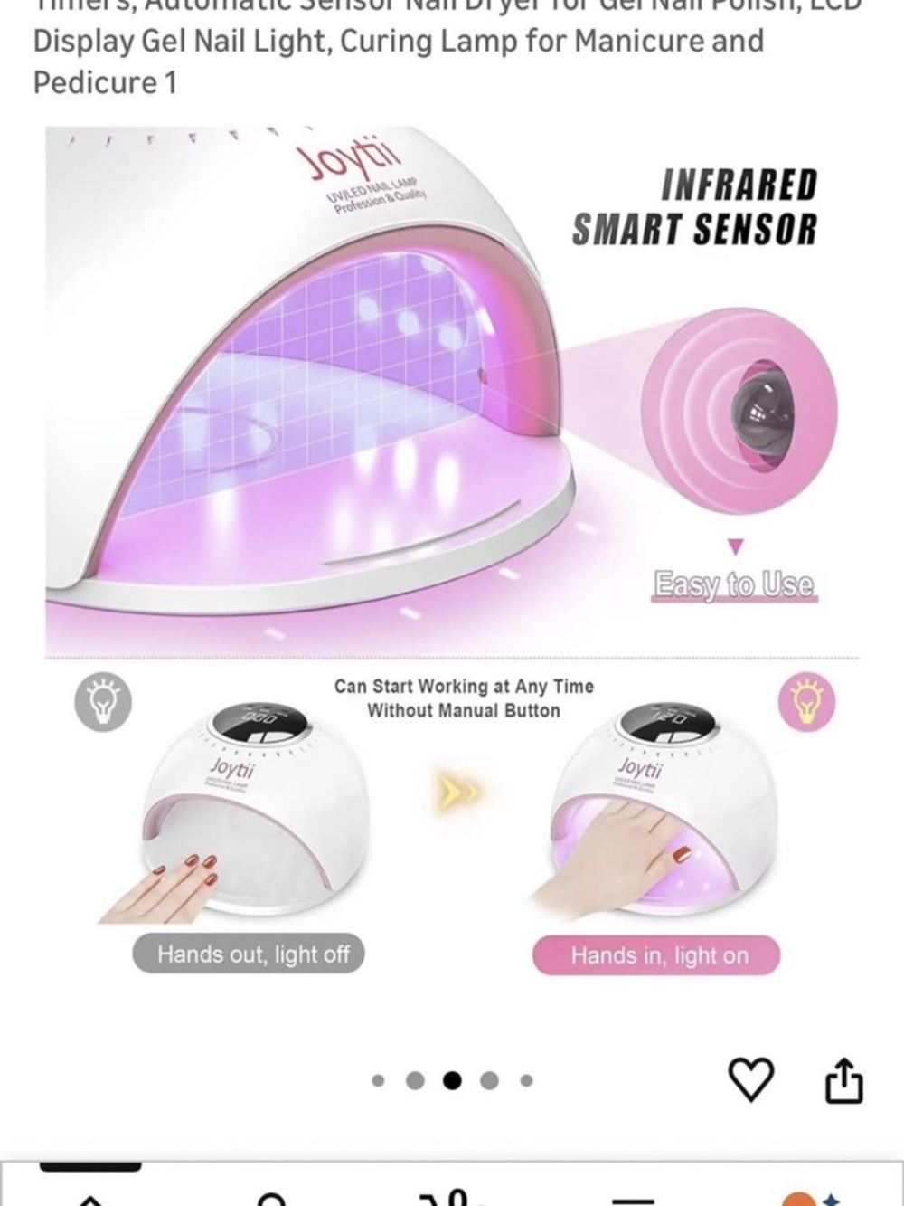 Joytii LED UV Nail Lamp - White and Pink Gel Curing Light